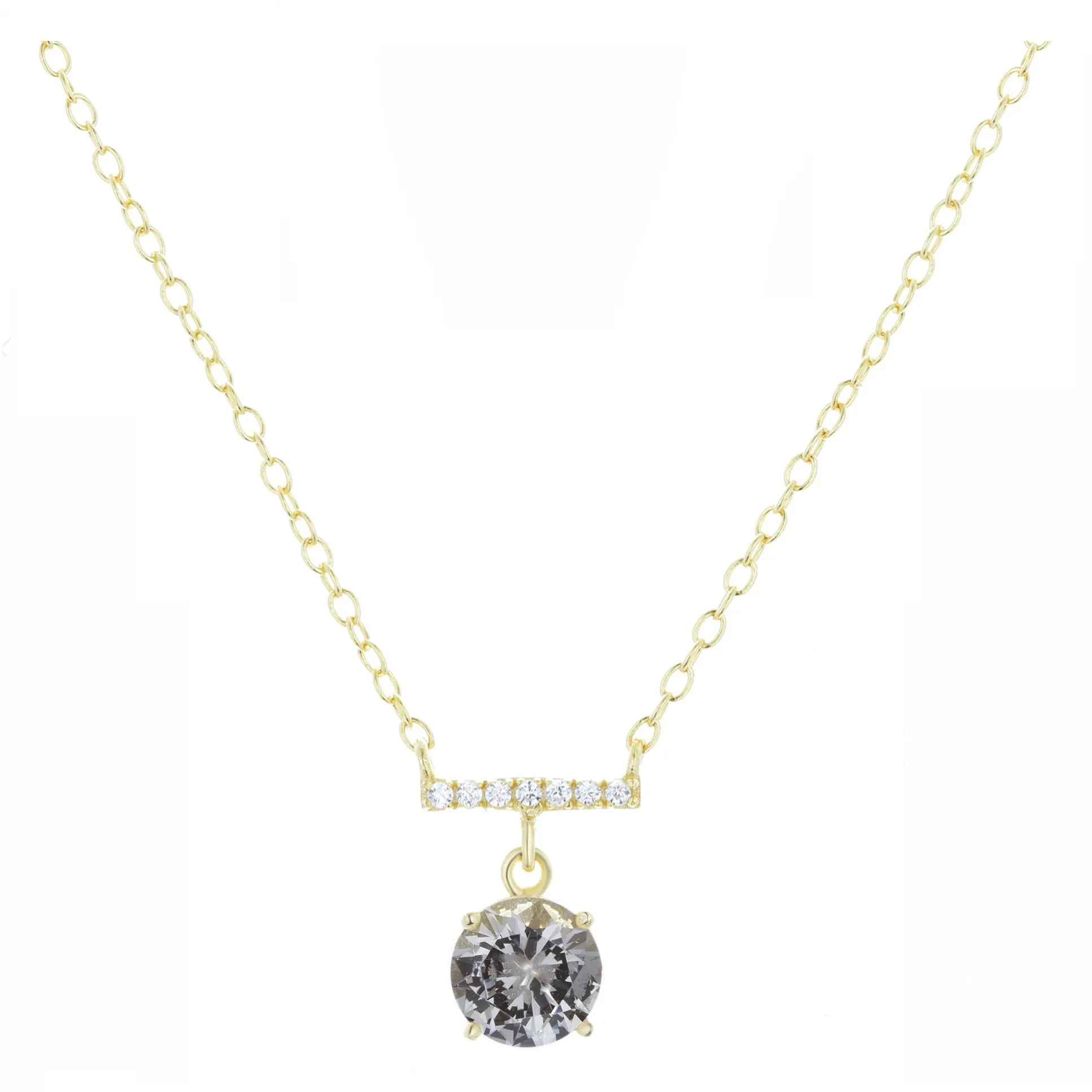 Crystal Solitaire Bar Necklace (Available in 6 Colors)