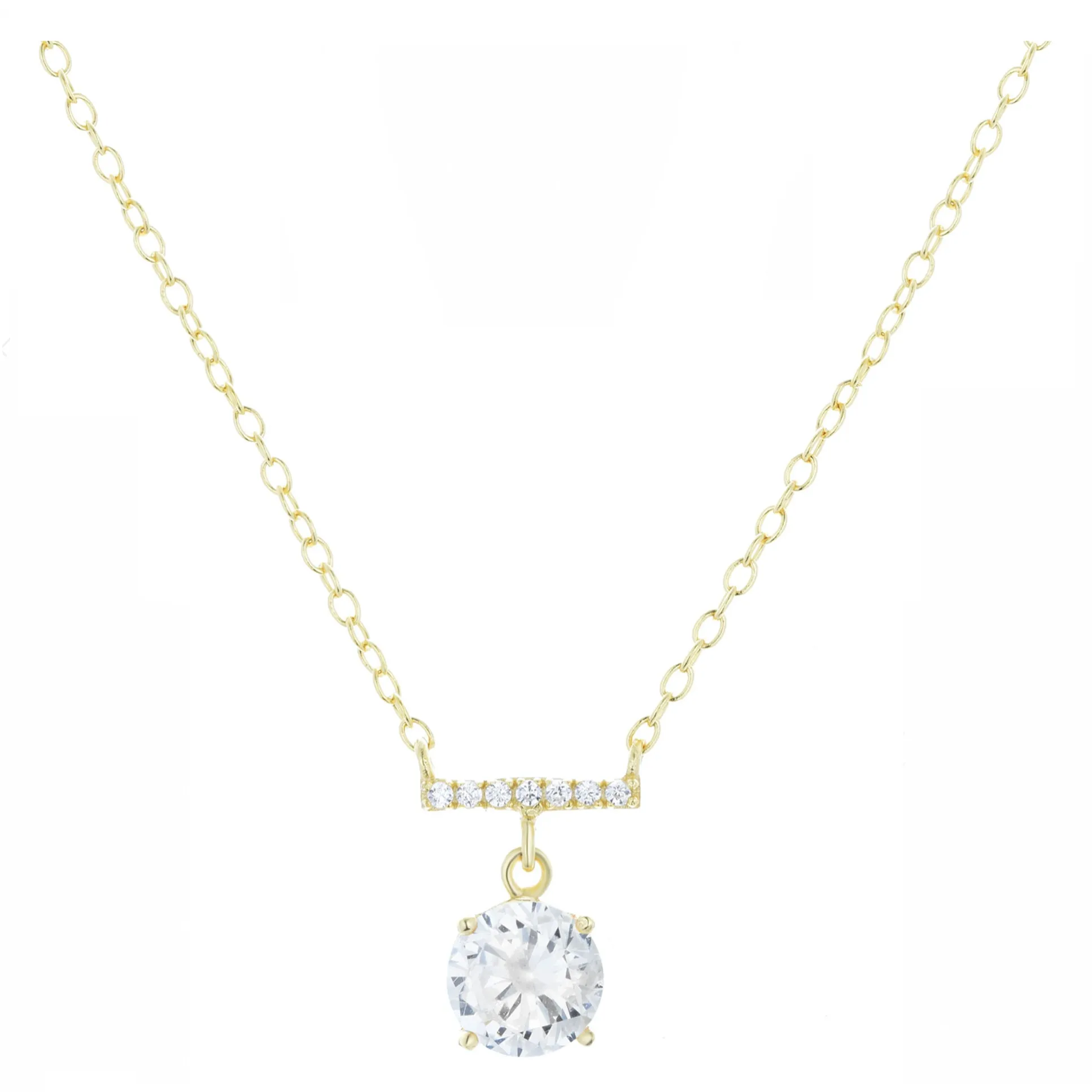 Crystal Solitaire Bar Necklace (Available in 6 Colors)