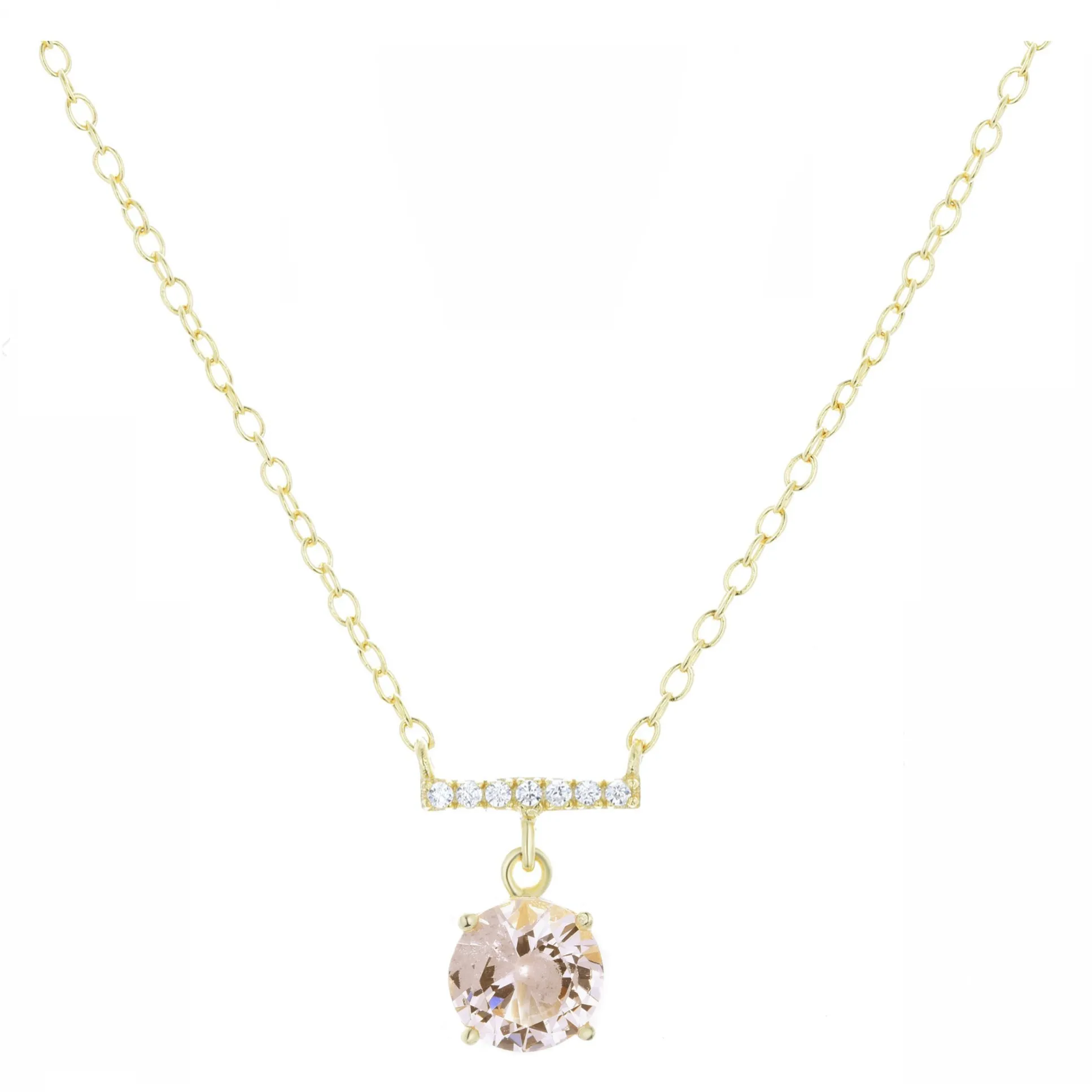 Crystal Solitaire Bar Necklace (Available in 6 Colors)