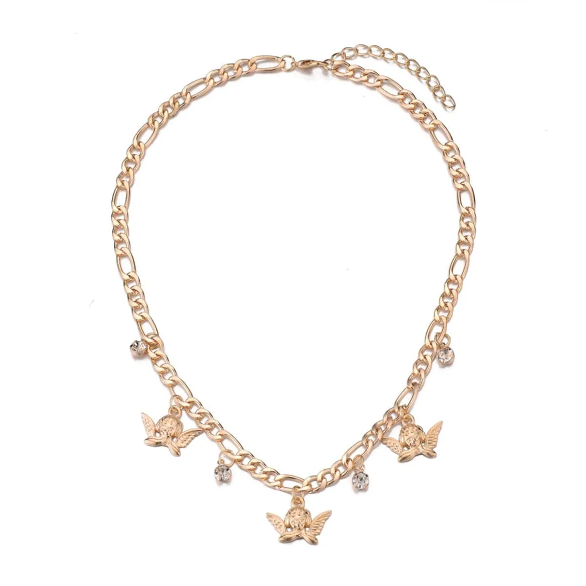 Cubic Zirconia & 18K Gold-Plated Angel Necklace