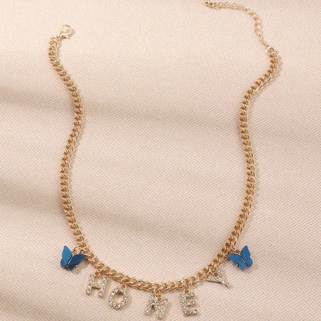 Cute Butterfly Choker Necklace