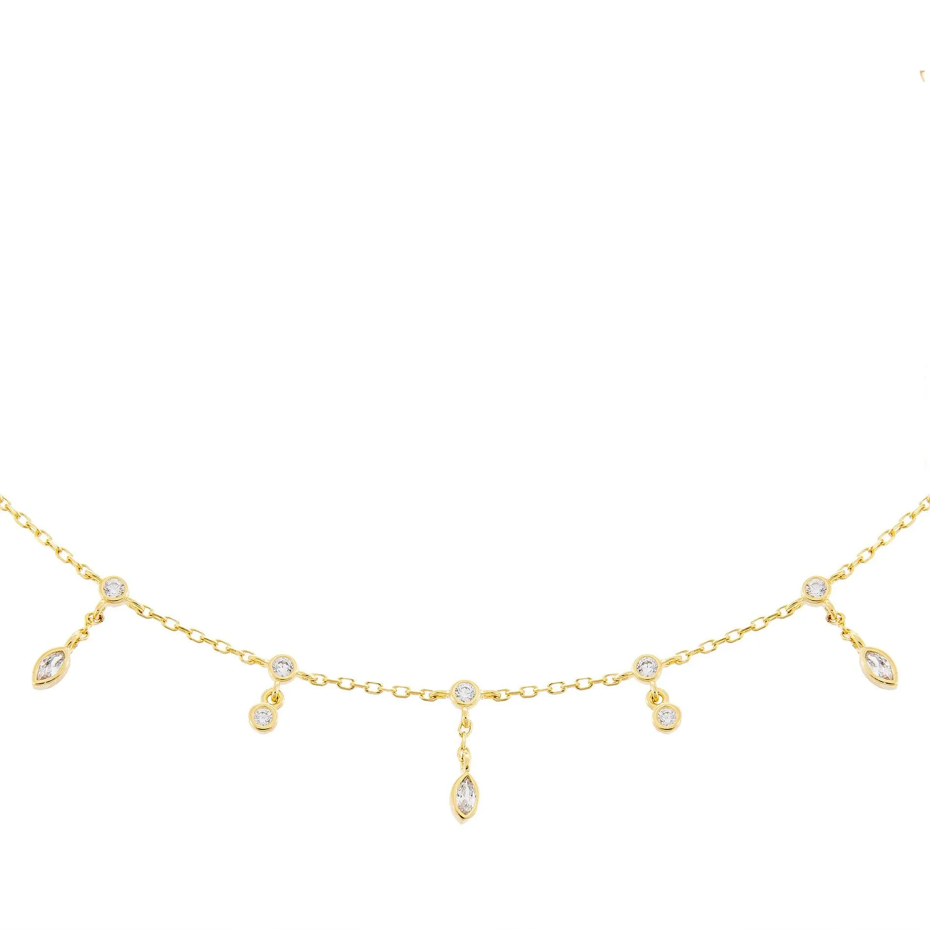 CZ Bezel x Teardrop Dangling Choker