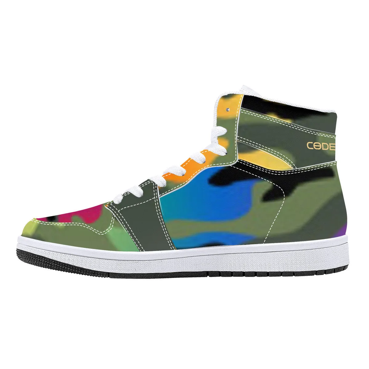 D16 High-Top Synthetic Leather Sneakers - White
