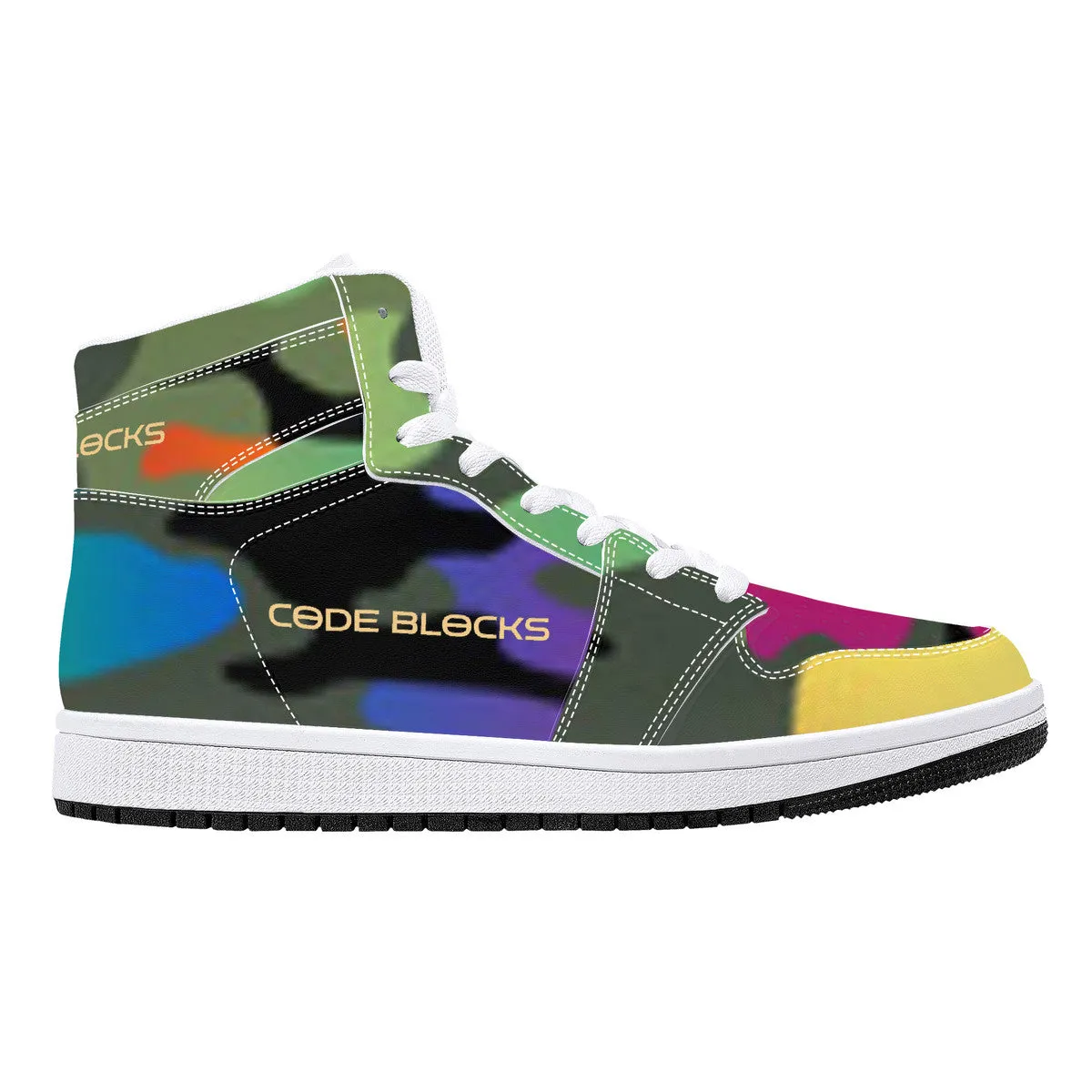 D16 High-Top Synthetic Leather Sneakers - White