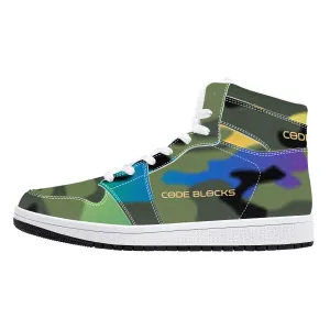D16 High-Top Synthetic Leather Sneakers - White