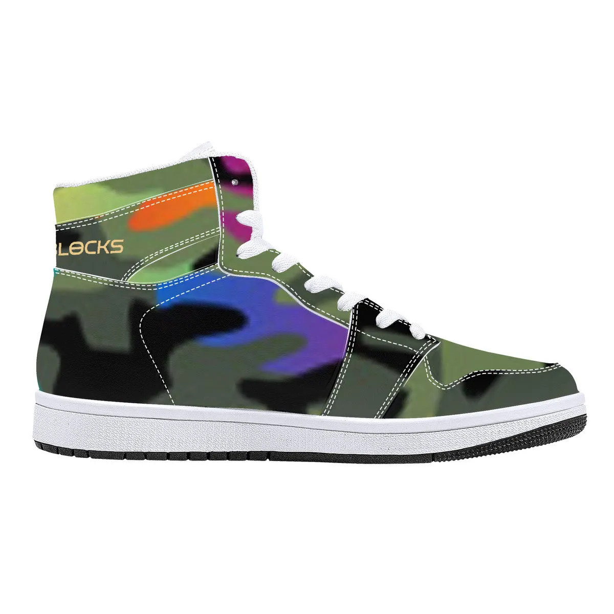 D16 High-Top Synthetic Leather Sneakers - White