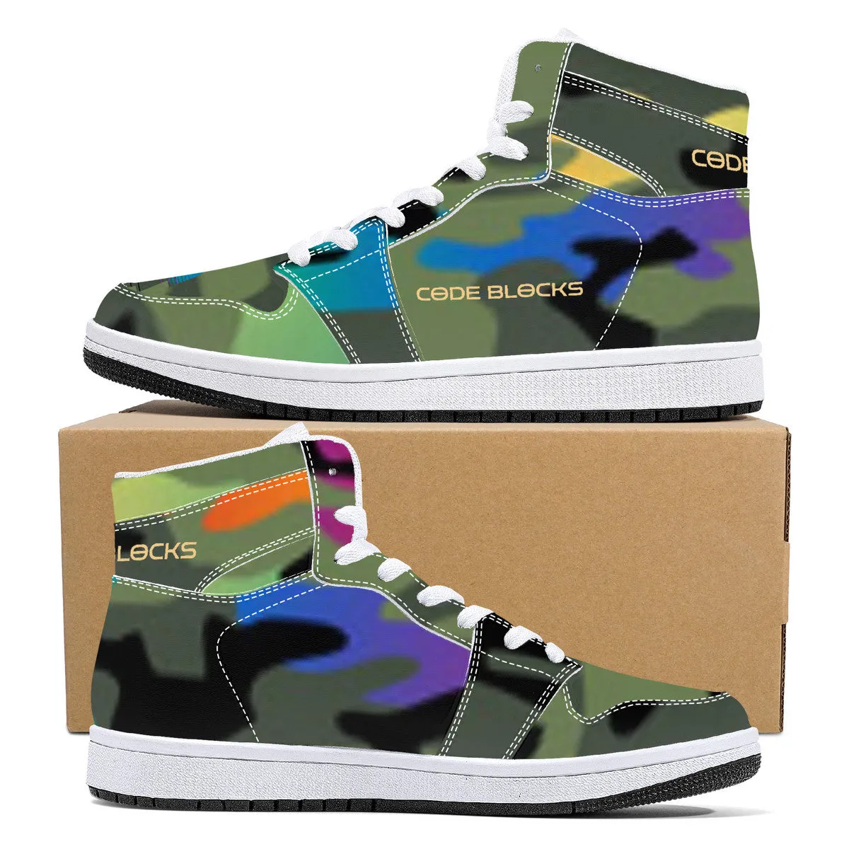 D16 High-Top Synthetic Leather Sneakers - White