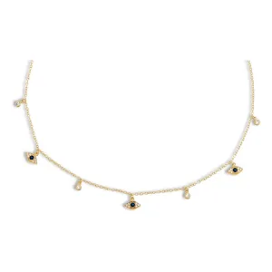 Dangling Evil Eye & Bezel Choker