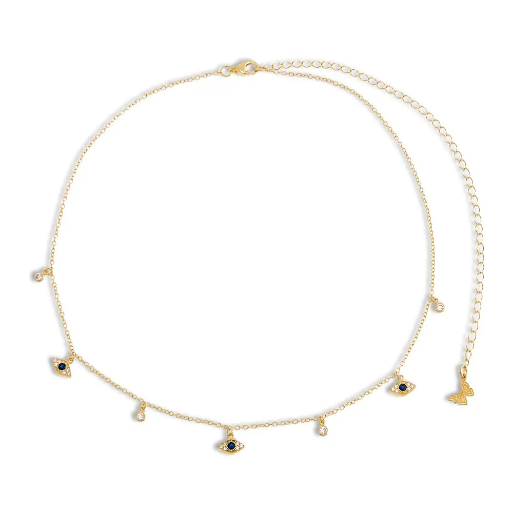 Dangling Evil Eye & Bezel Choker