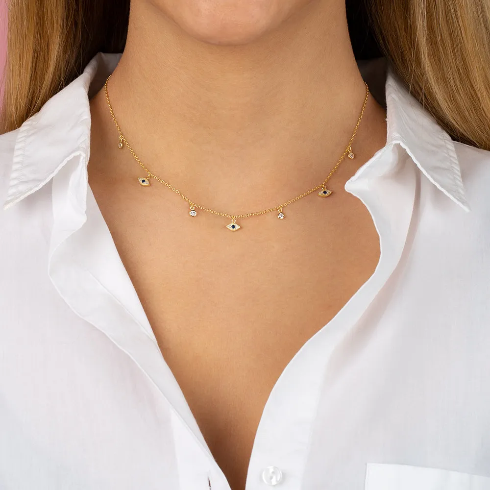 Dangling Evil Eye & Bezel Choker