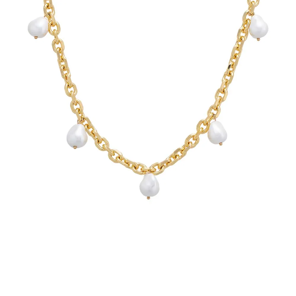 Dangling Pearl Jumbo Round Chain Necklace