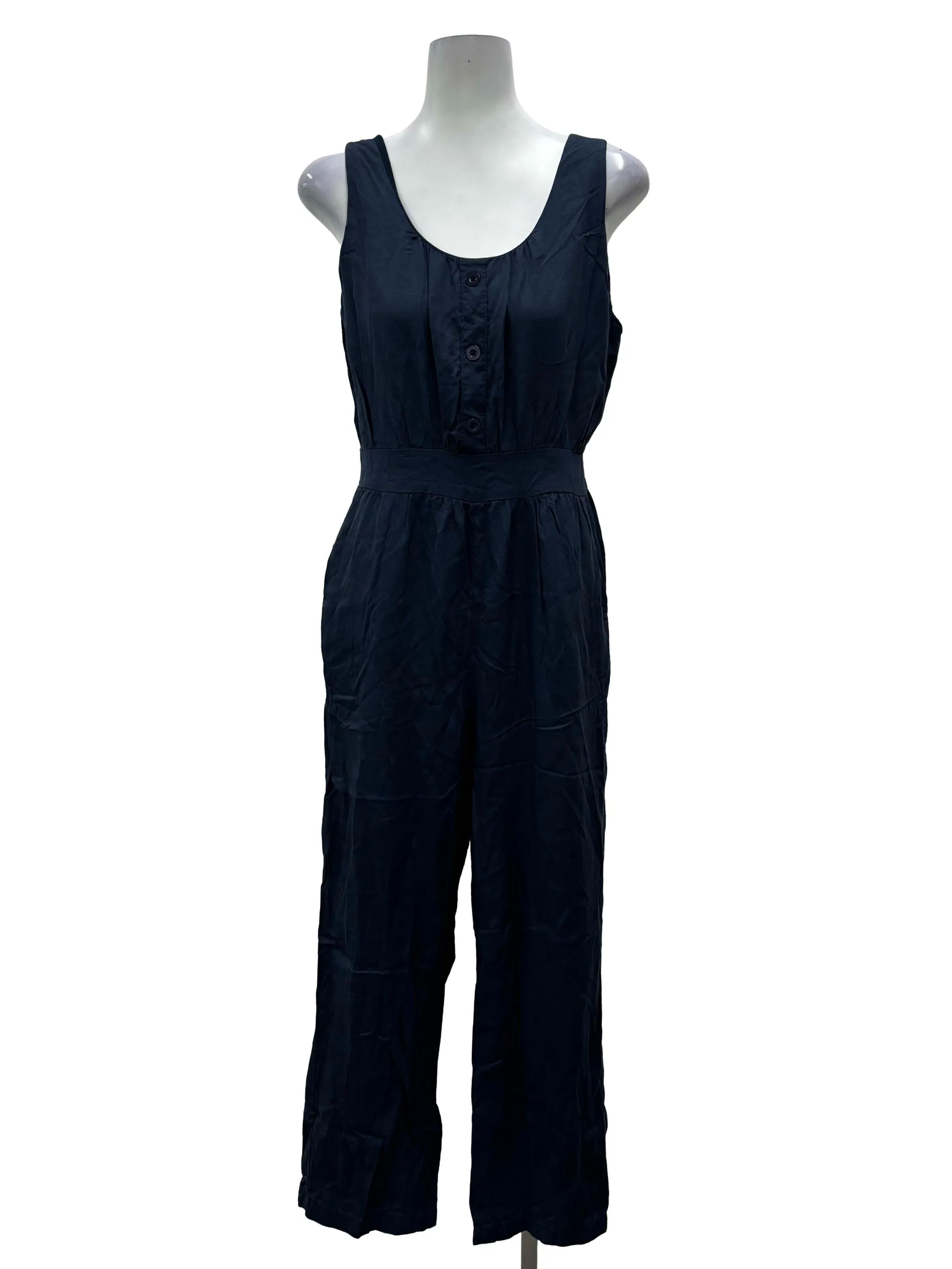 Dark Blue Button Jumpsuit