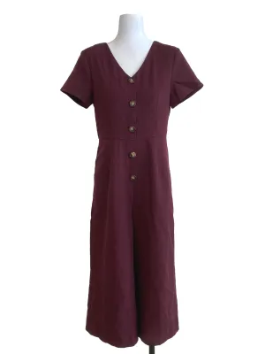 Dark Purple Full Button Jumpsuits