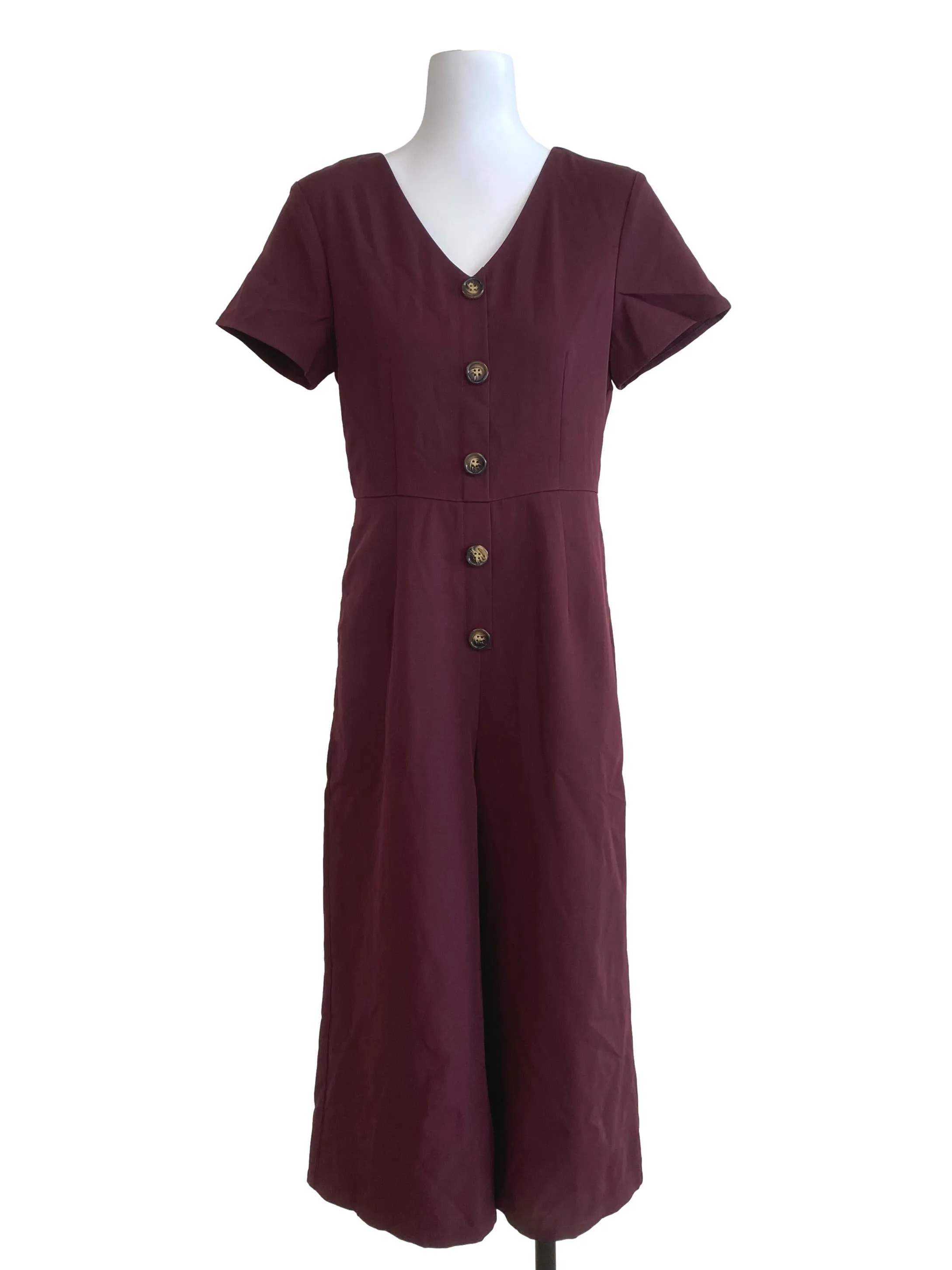 Dark Purple Full Button Jumpsuits