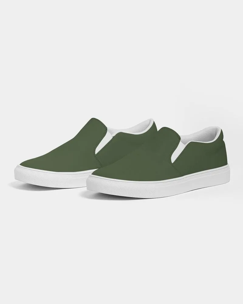 Dark Warm Green Slip-On Canvas Sneakers | Men's | Dark Pastel Warm Green | C30M0Y60K80