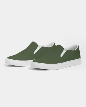 Dark Warm Green Slip-On Canvas Sneakers | Men's | Dark Pastel Warm Green | C30M0Y60K80
