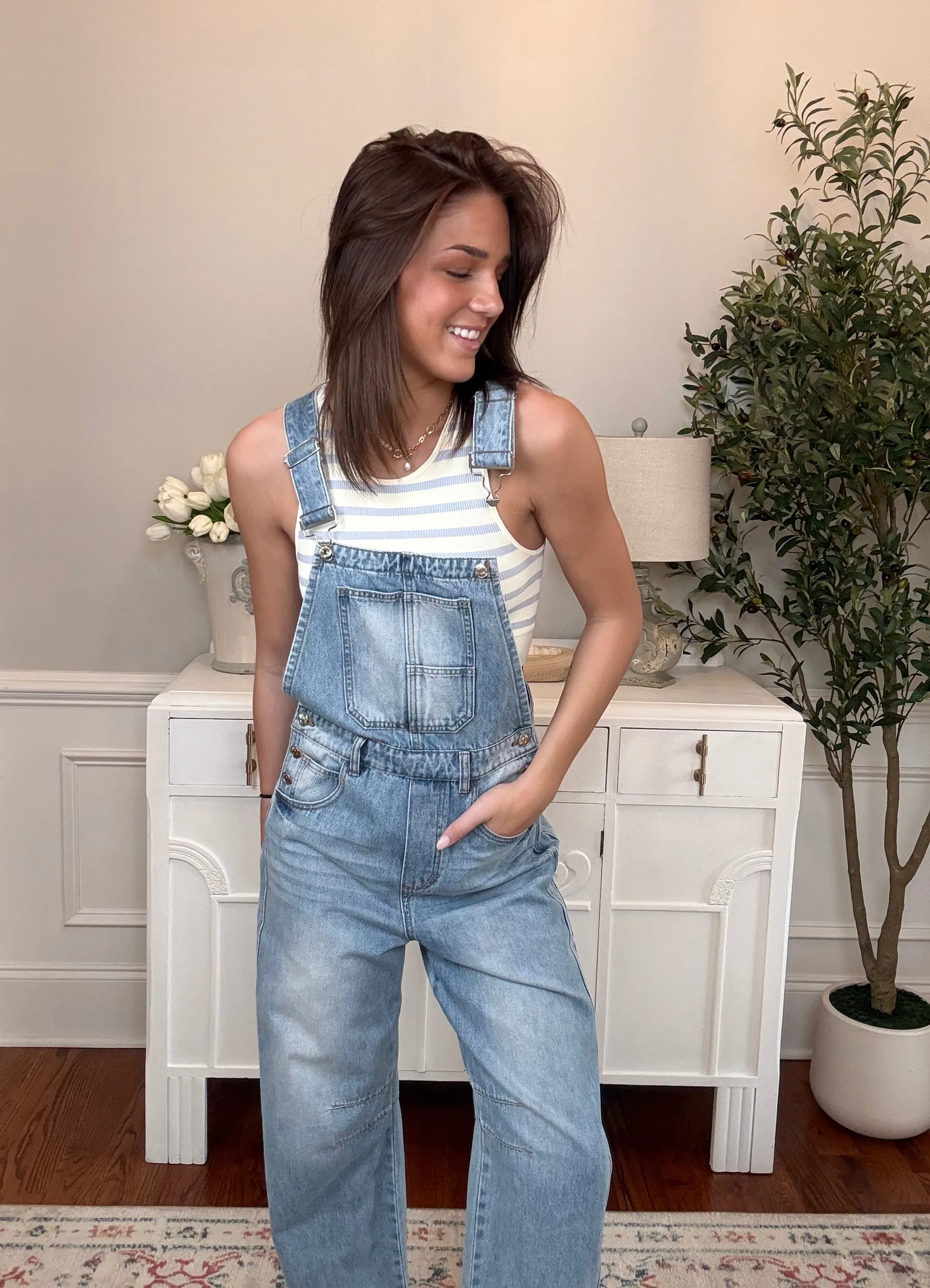 Denim Barrel Overalls | Lt. Wash
