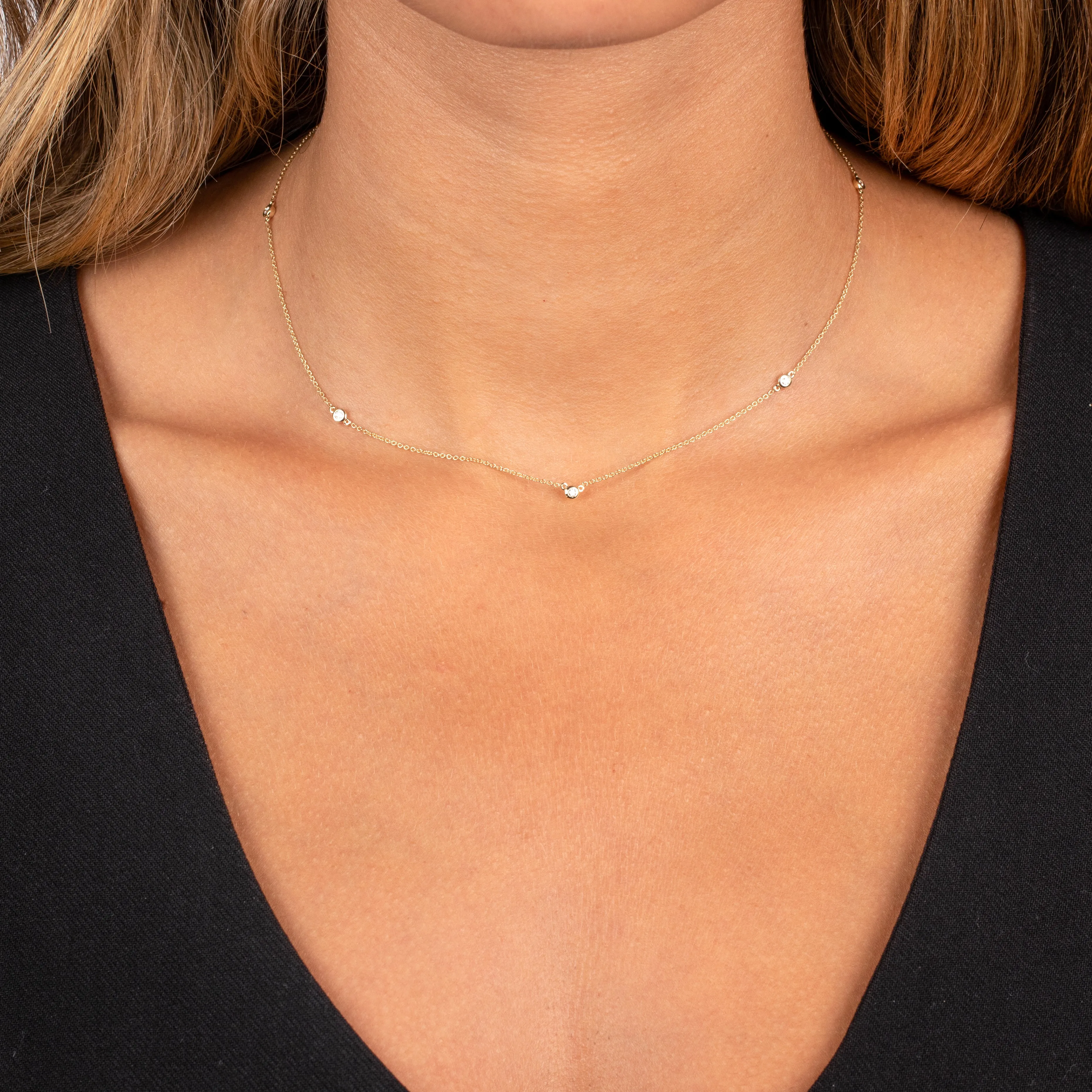 Diamond Bezel Necklace 14K