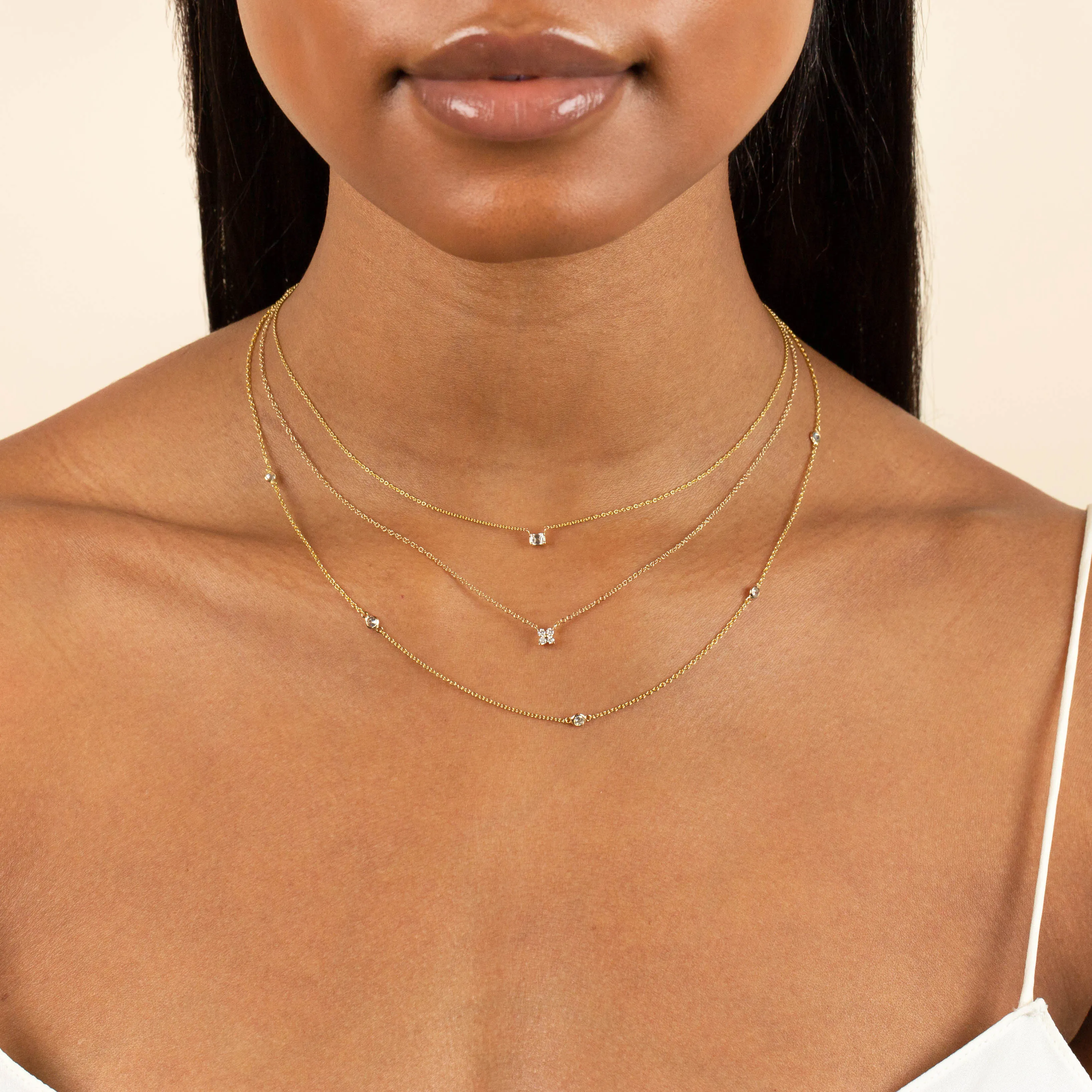 Diamond Bezel Necklace 14K