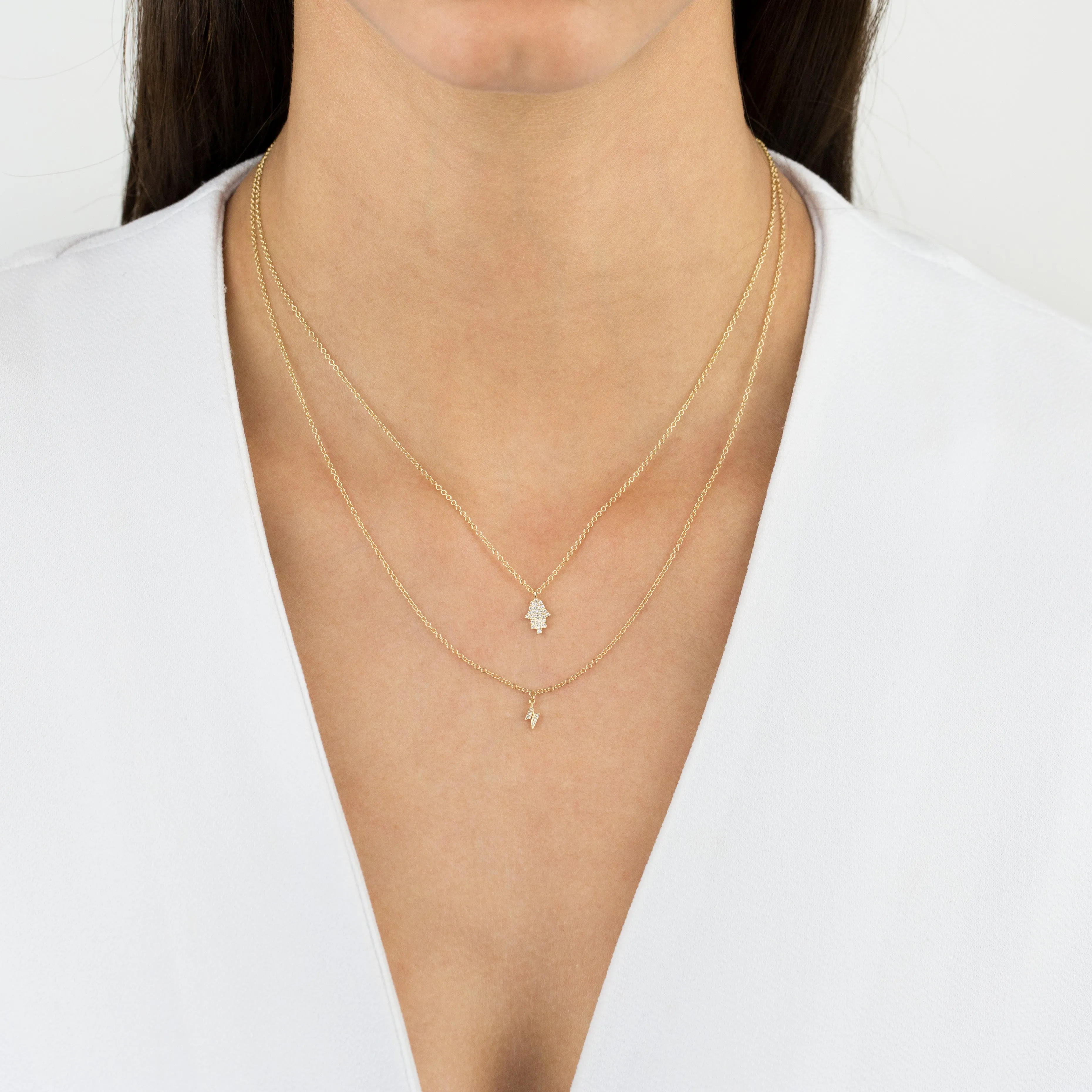 Diamond Hamsa Necklace 14K