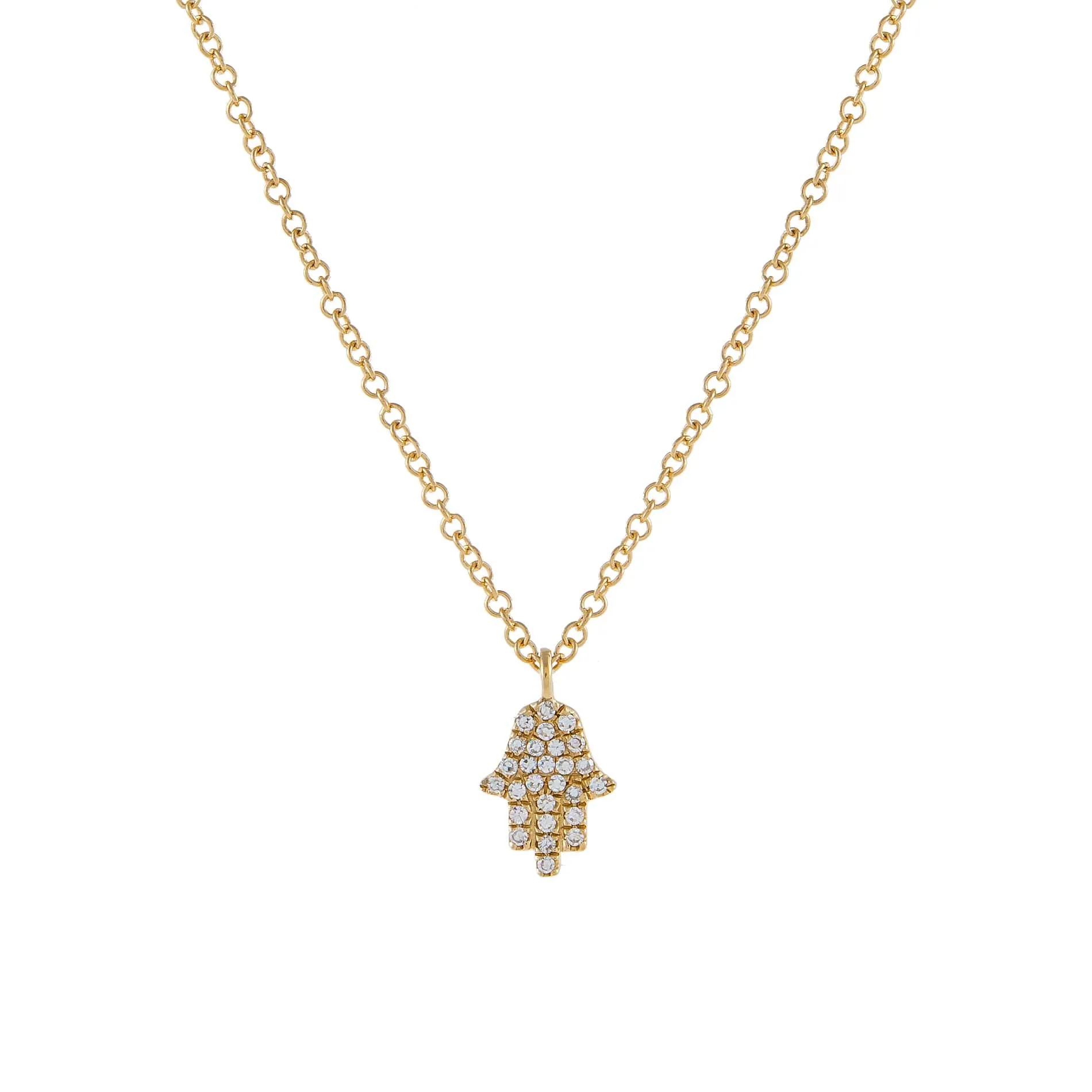 Diamond Hamsa Necklace 14K
