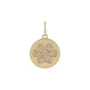 Diamond Paw Print Charm 14K