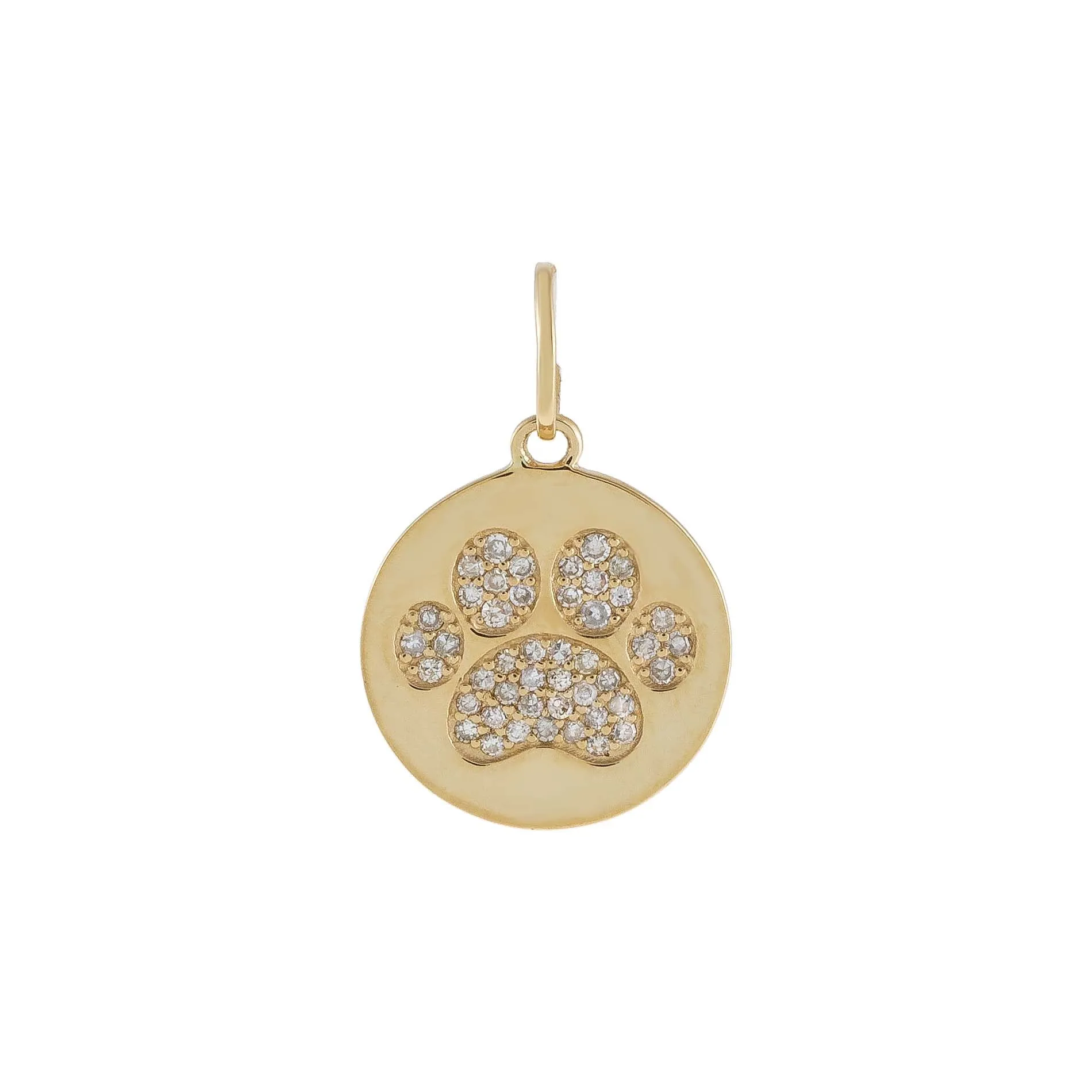 Diamond Paw Print Charm 14K
