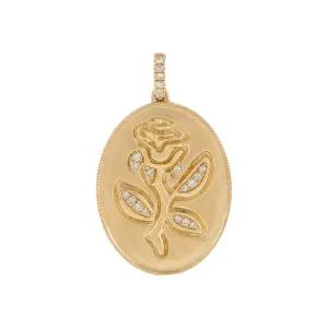 Diamond Rose Coin Charm 14K