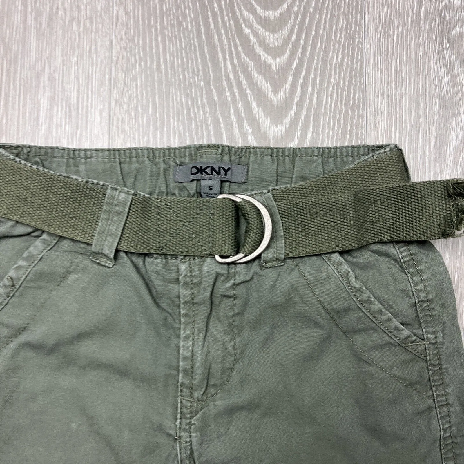 DKNY Boys Green Belted Cargo Shorts Size 5 Years