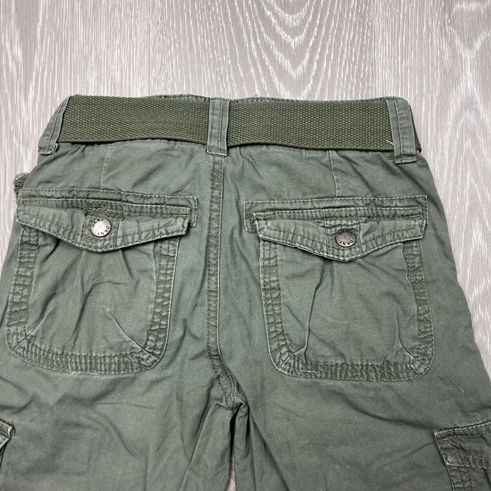DKNY Boys Green Belted Cargo Shorts Size 5 Years