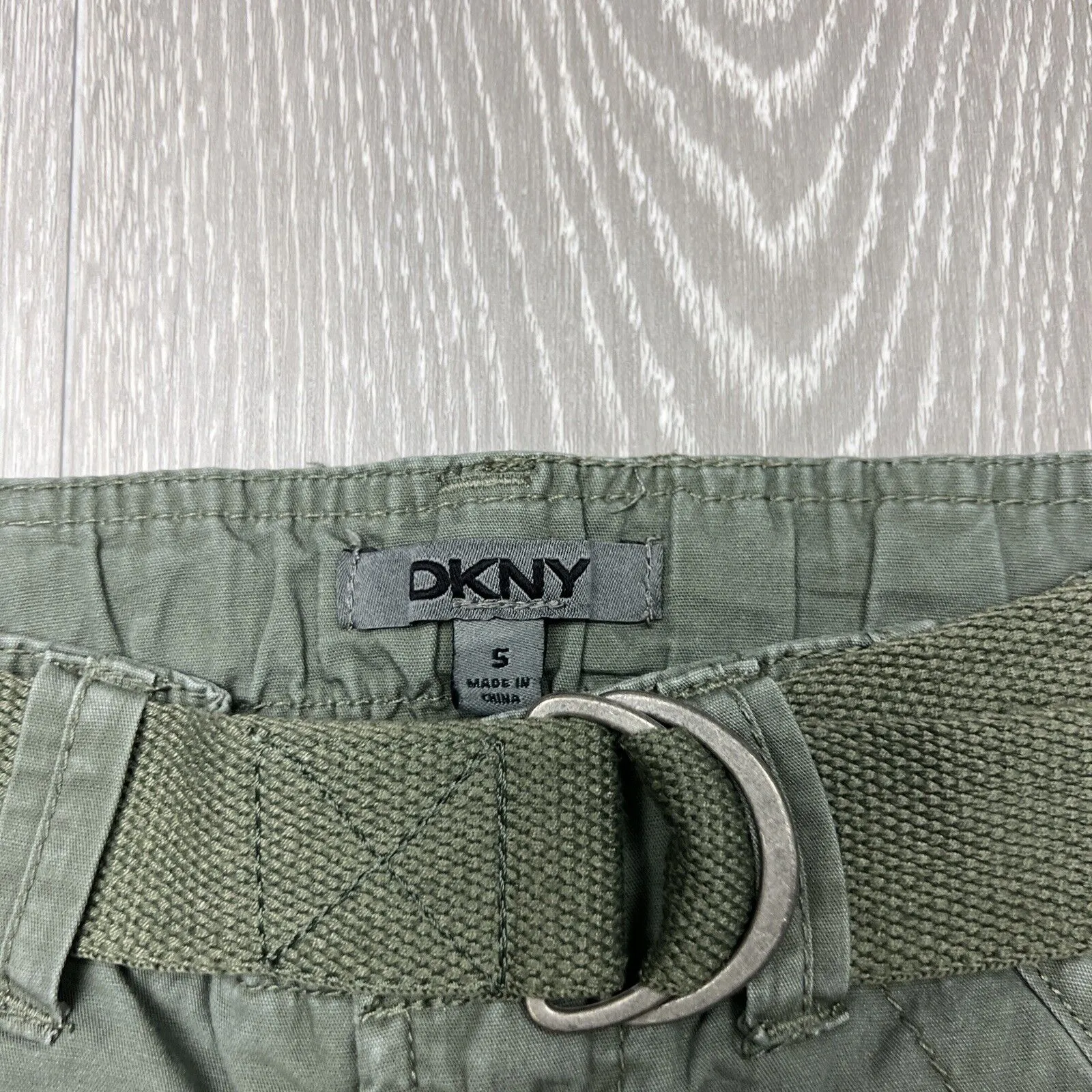 DKNY Boys Green Belted Cargo Shorts Size 5 Years