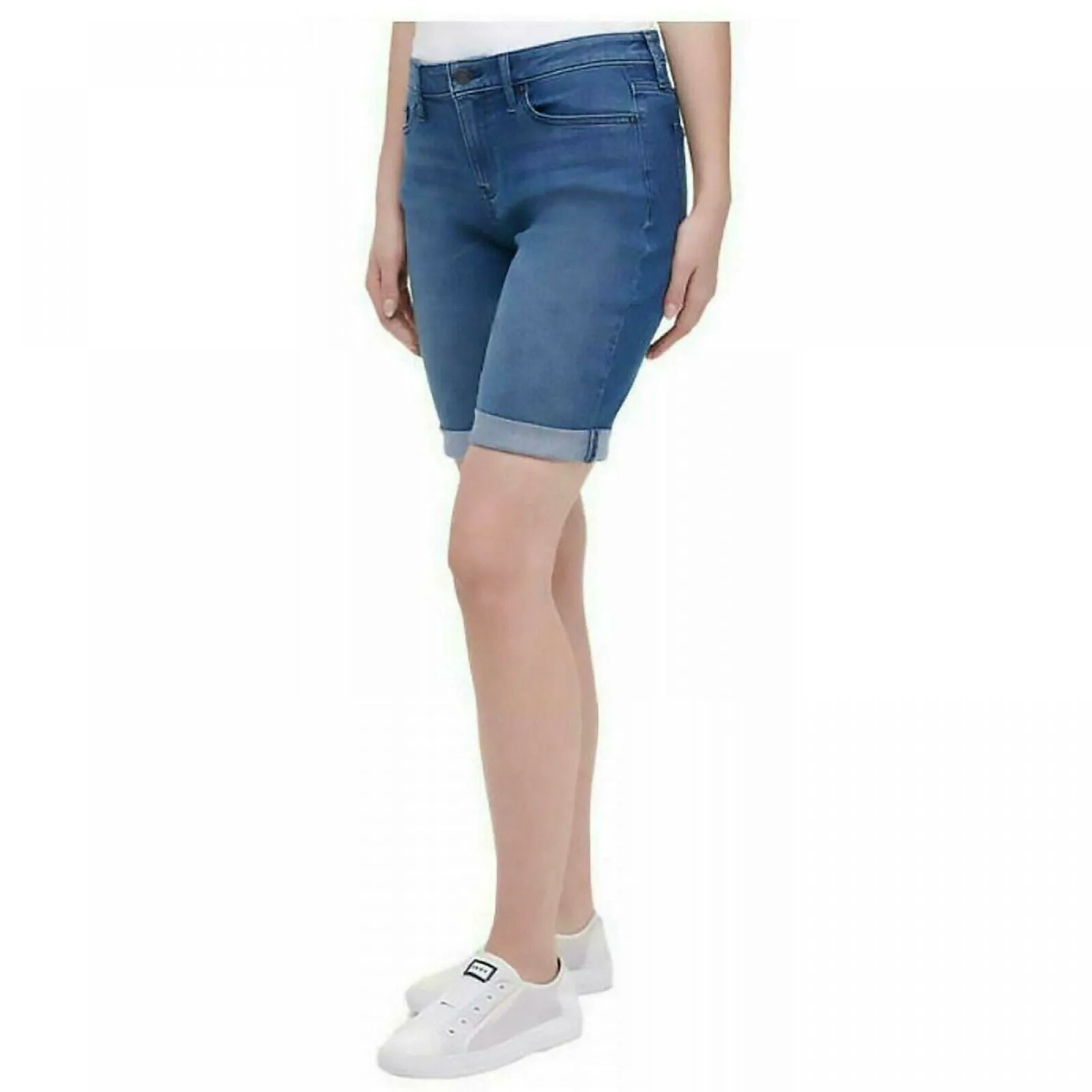 DKNY Jeans Women's Roll Cuff Denim Bermuda Shorts