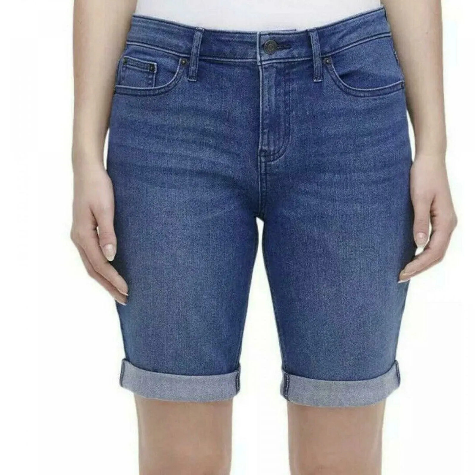 DKNY Jeans Women's Roll Cuff Denim Bermuda Shorts