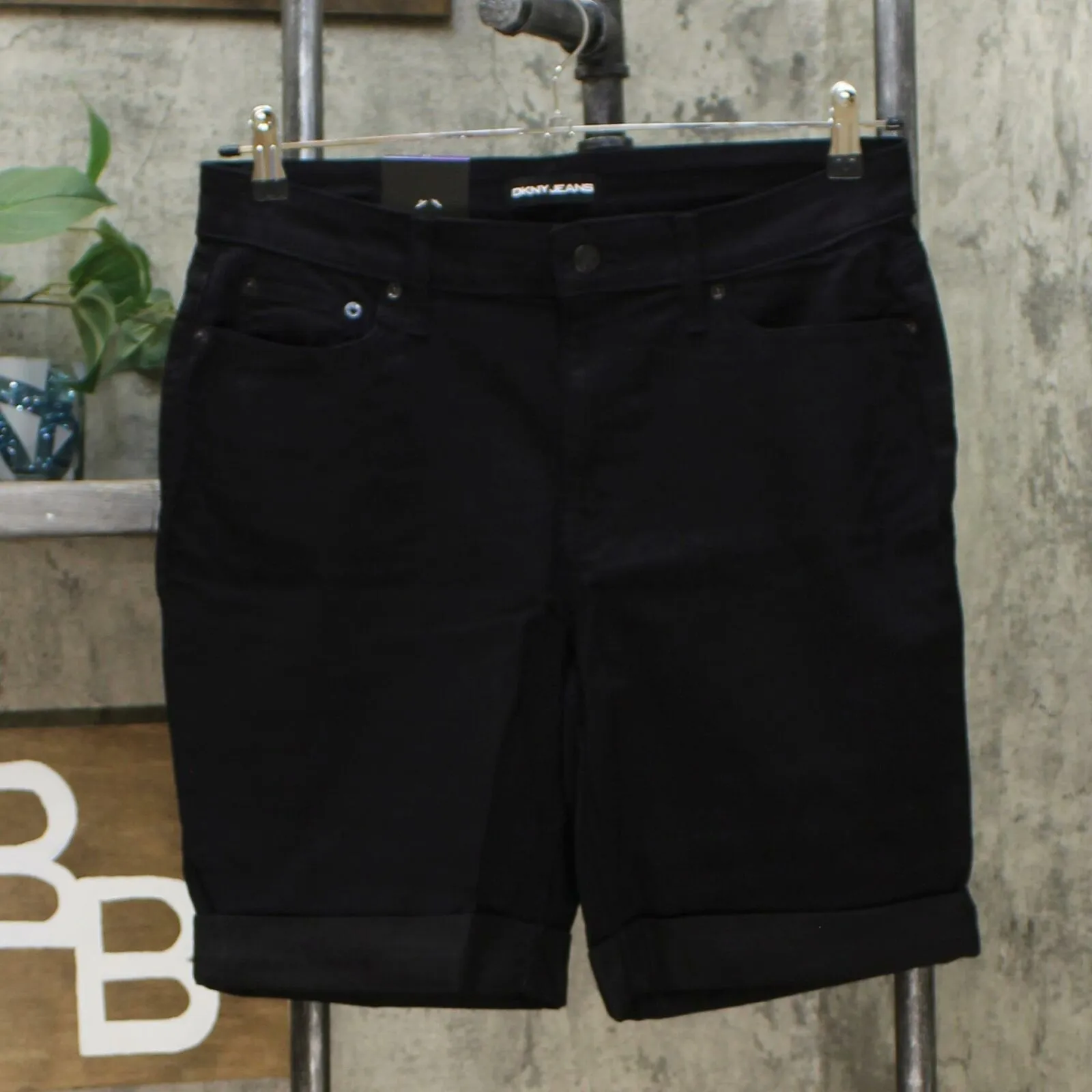 DKNY Jeans Women's Roll Cuff Denim Bermuda Shorts