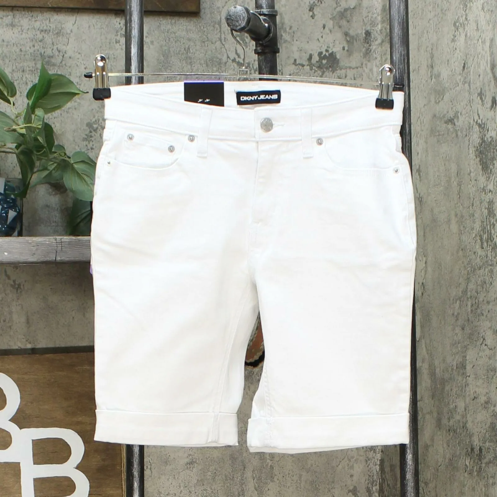 DKNY Jeans Women's Roll Cuff Denim Bermuda Shorts