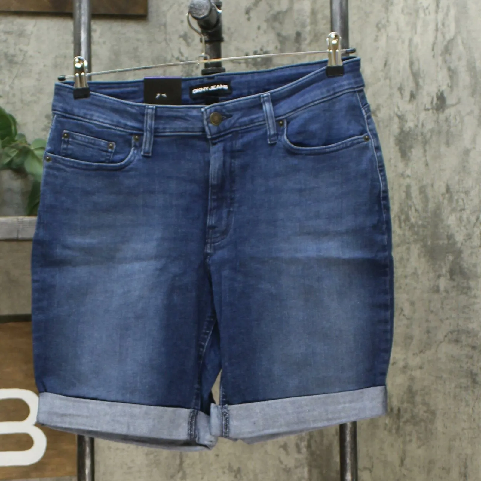 DKNY Jeans Women's Roll Cuff Denim Bermuda Shorts