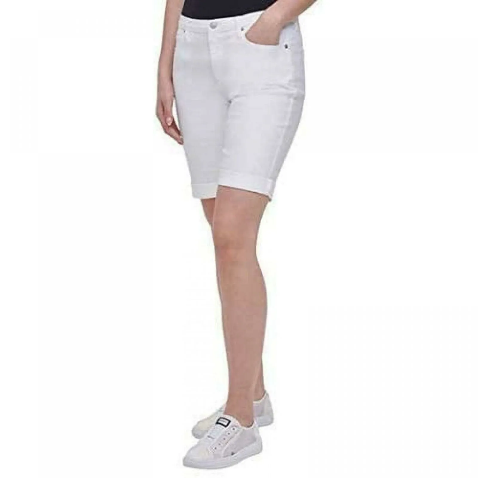 DKNY Jeans Women's Roll Cuff Denim Bermuda Shorts