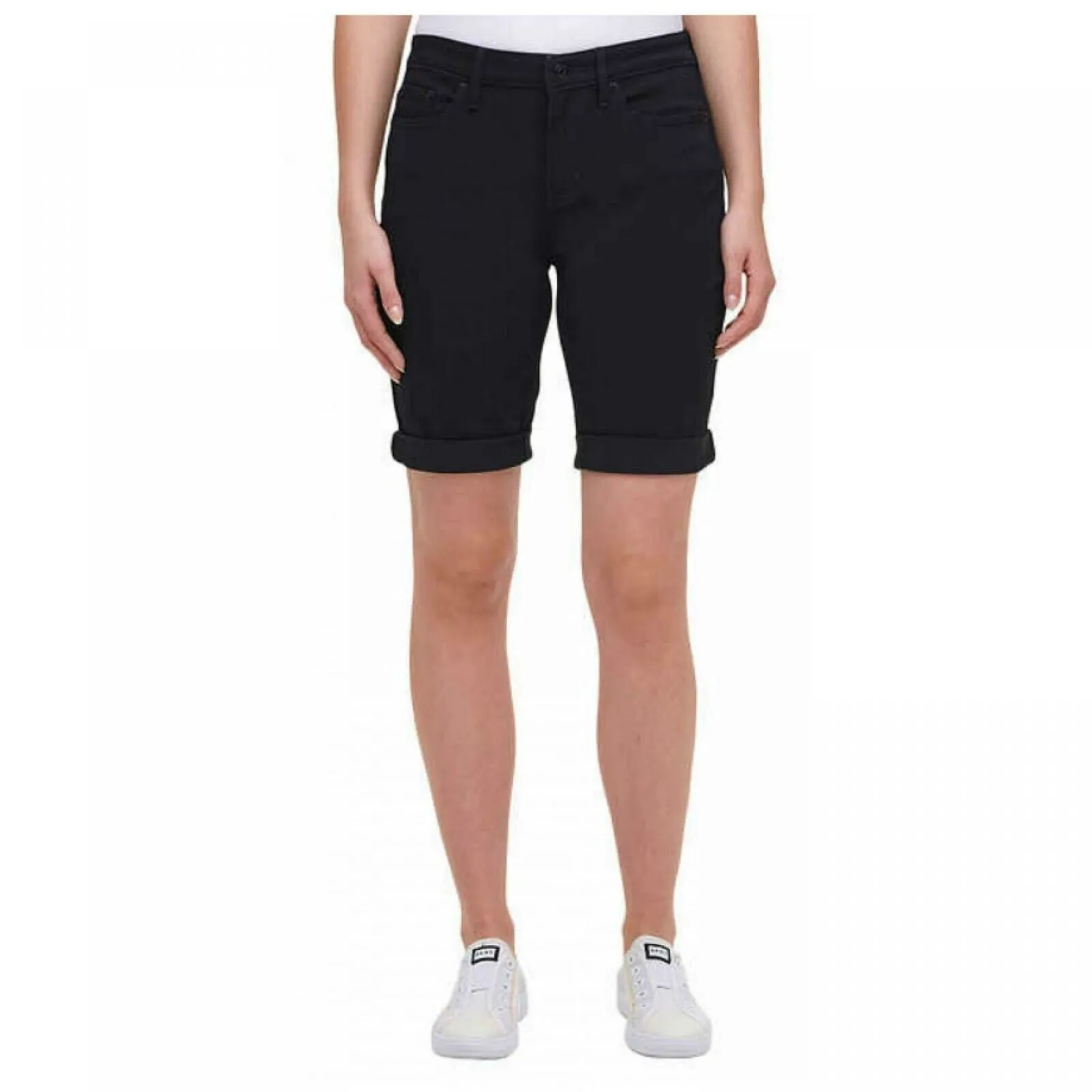 DKNY Jeans Women's Roll Cuff Denim Bermuda Shorts