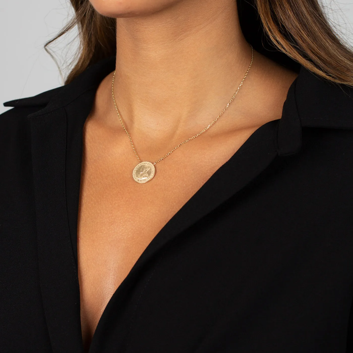 Double Sided Vintage Coins Necklace 14K