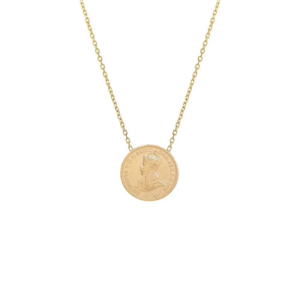 Double Sided Vintage Coins Necklace 14K
