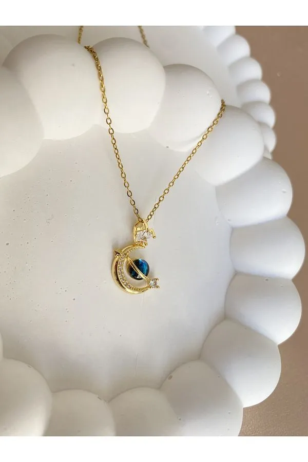 Eclipse Diamond Necklace  Gold Plated, Waterproof and Anti-Tarnish