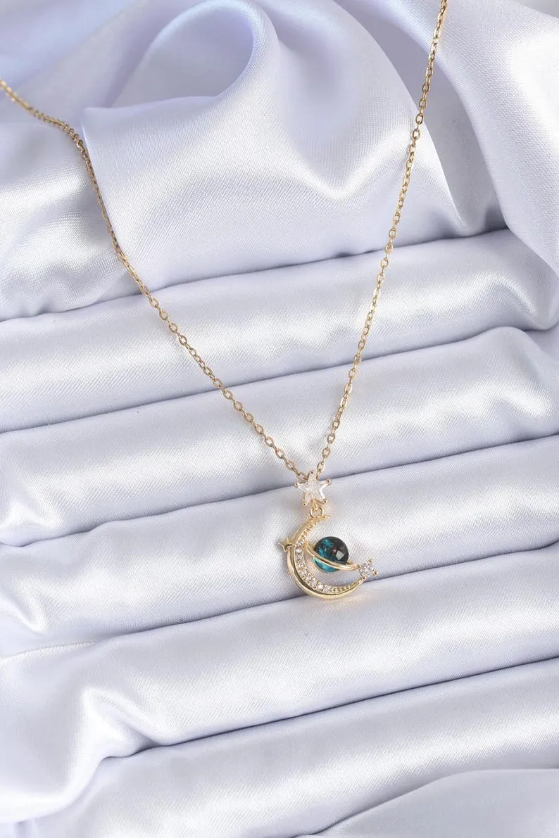 Eclipse Diamond Necklace  Gold Plated, Waterproof and Anti-Tarnish