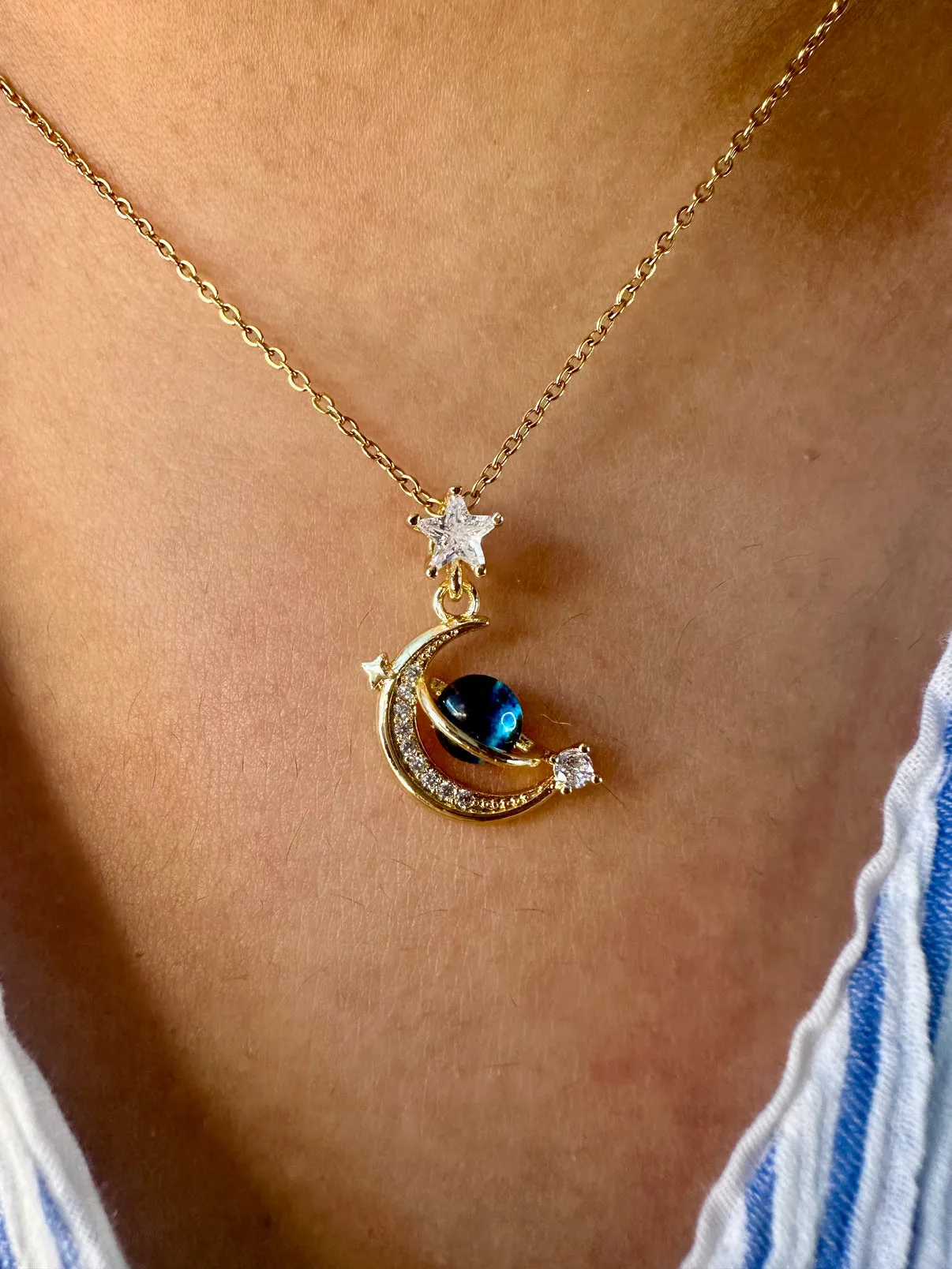 Eclipse Diamond Necklace  Gold Plated, Waterproof and Anti-Tarnish
