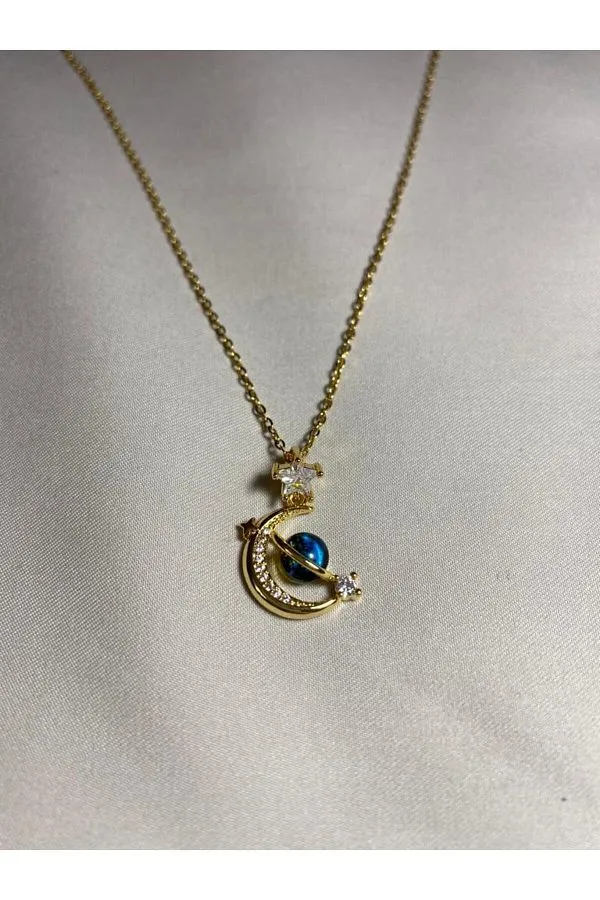 Eclipse Diamond Necklace  Gold Plated, Waterproof and Anti-Tarnish