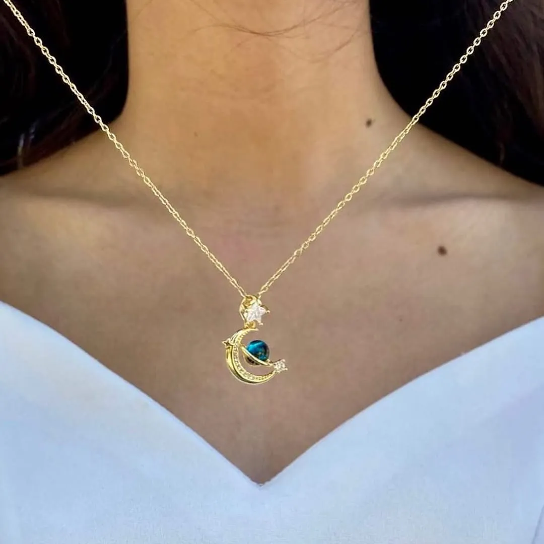 Eclipse Diamond Necklace  Gold Plated, Waterproof and Anti-Tarnish