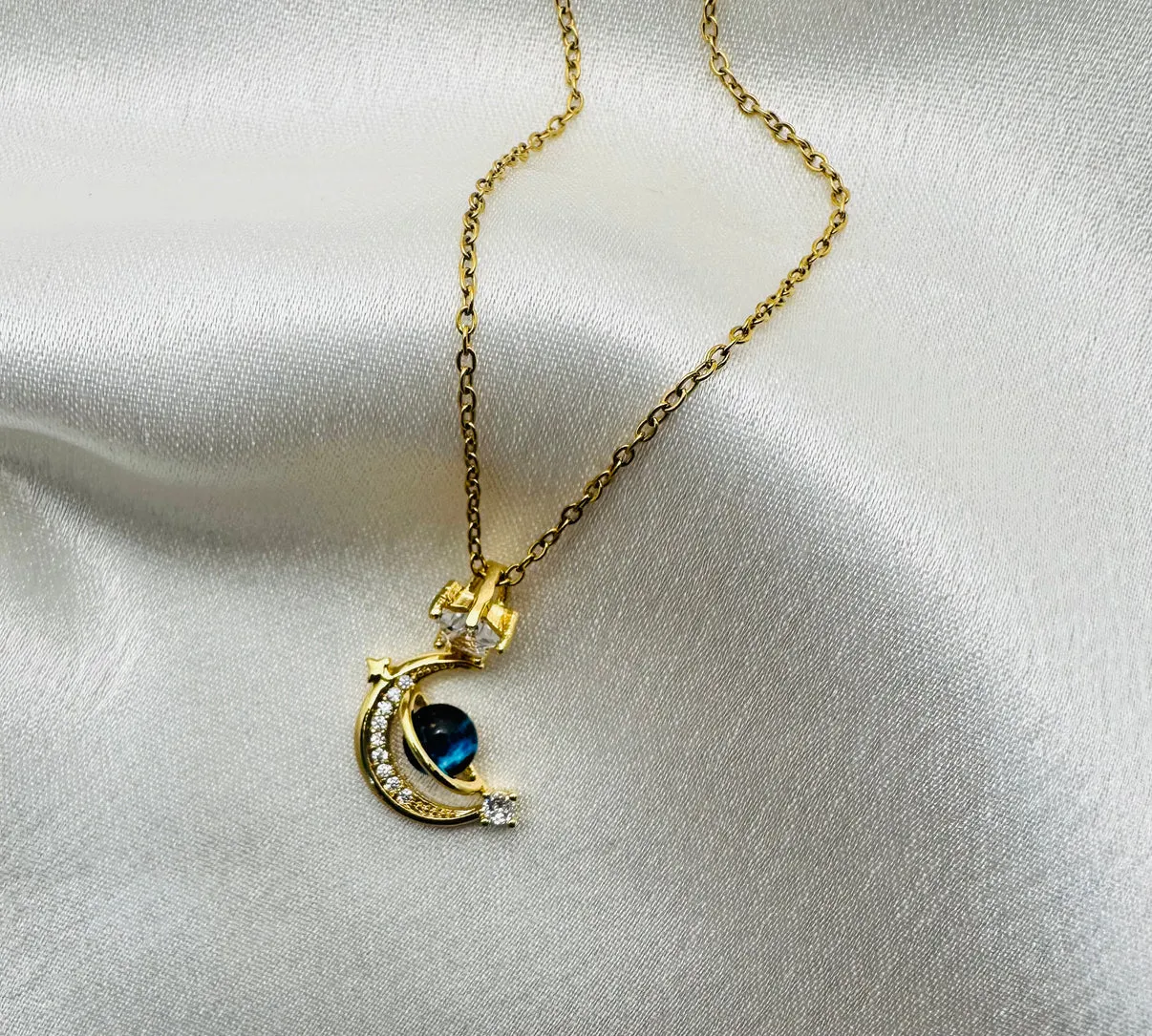 Eclipse Diamond Necklace  Gold Plated, Waterproof and Anti-Tarnish