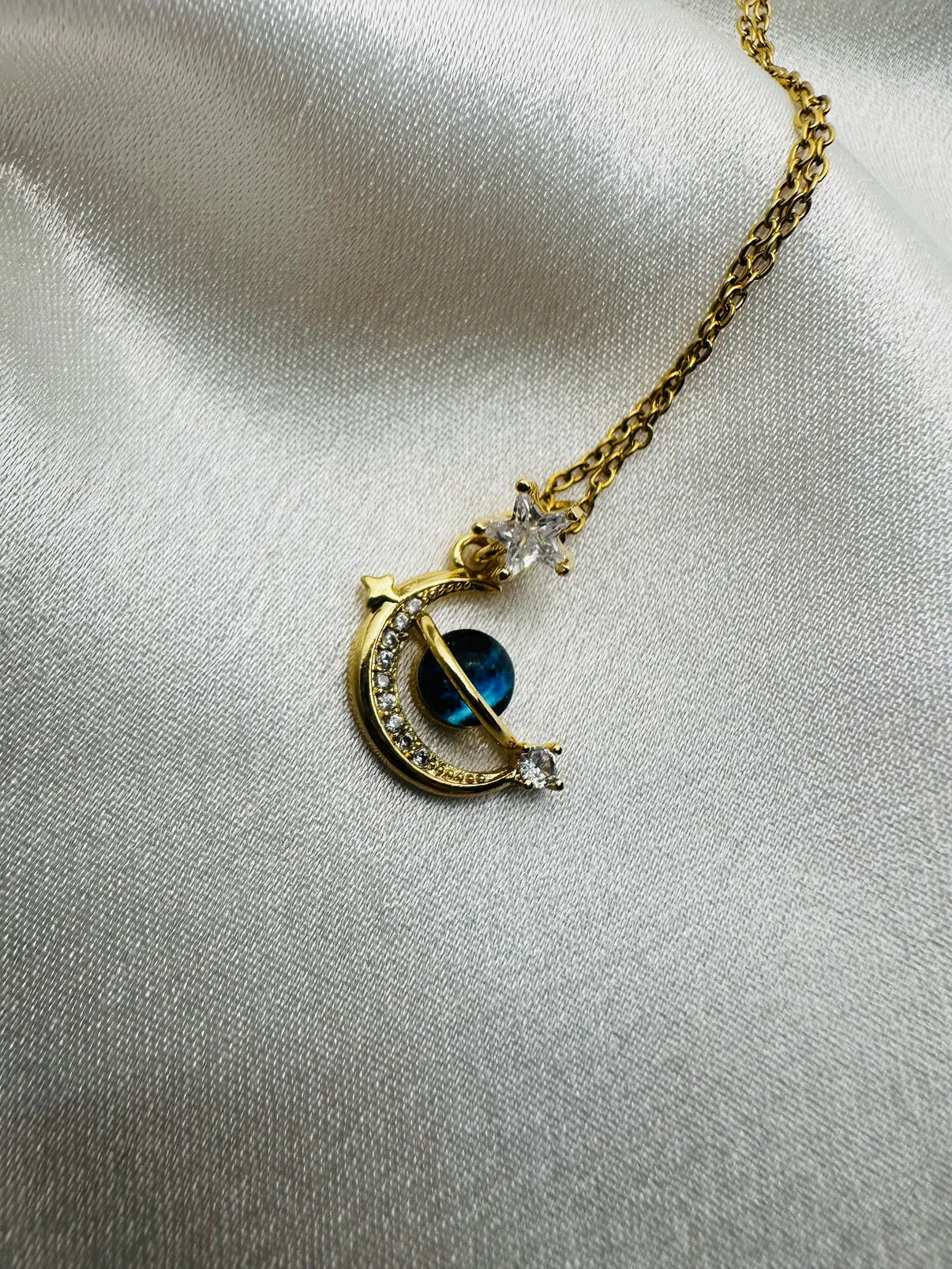 Eclipse Diamond Necklace  Gold Plated, Waterproof and Anti-Tarnish