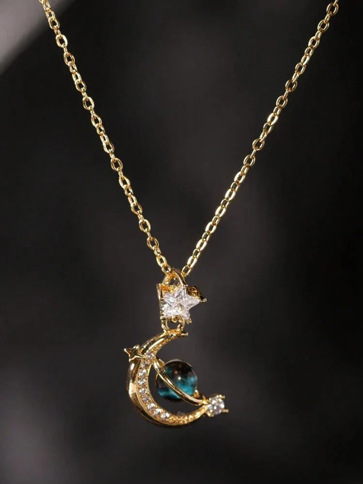 Eclipse Diamond Necklace  Gold Plated, Waterproof and Anti-Tarnish