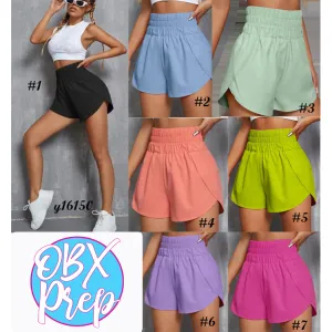 Elasticized High Waist Athletic Shorts