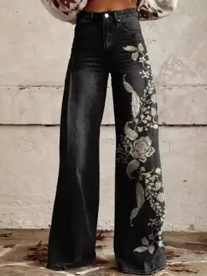 Eloise - Harajuku Style High Waist Floral Pants